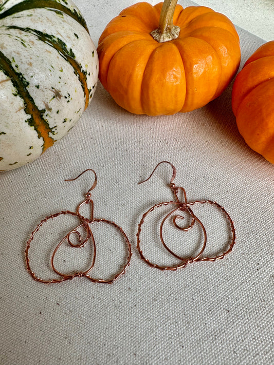 Halloween Pumpkin Wire Earrings