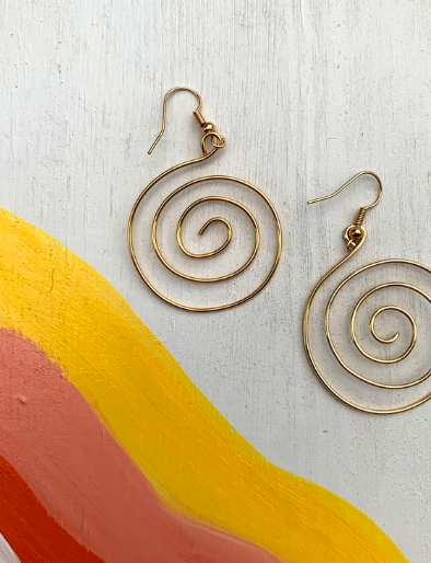 Gold Spiral Wire Earrings