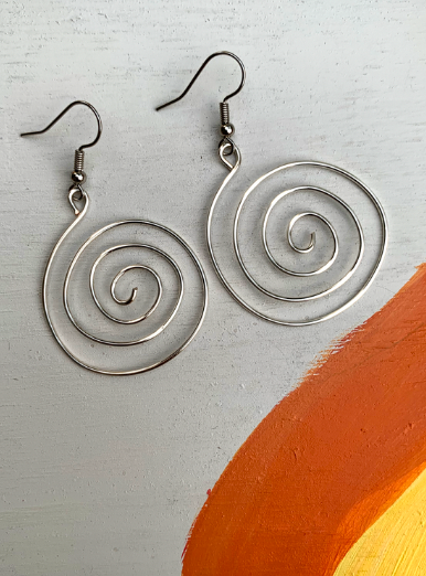 Silver Spiral Wire Earrings