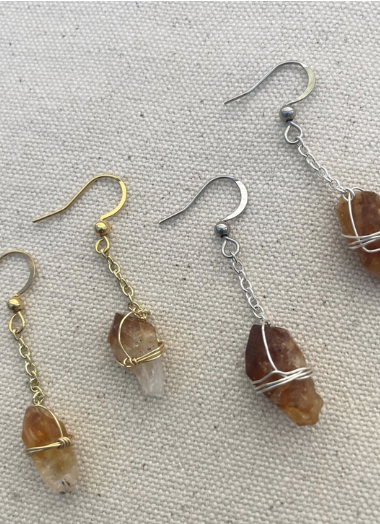 Citrine Drop Earrings (Silver or Gold)