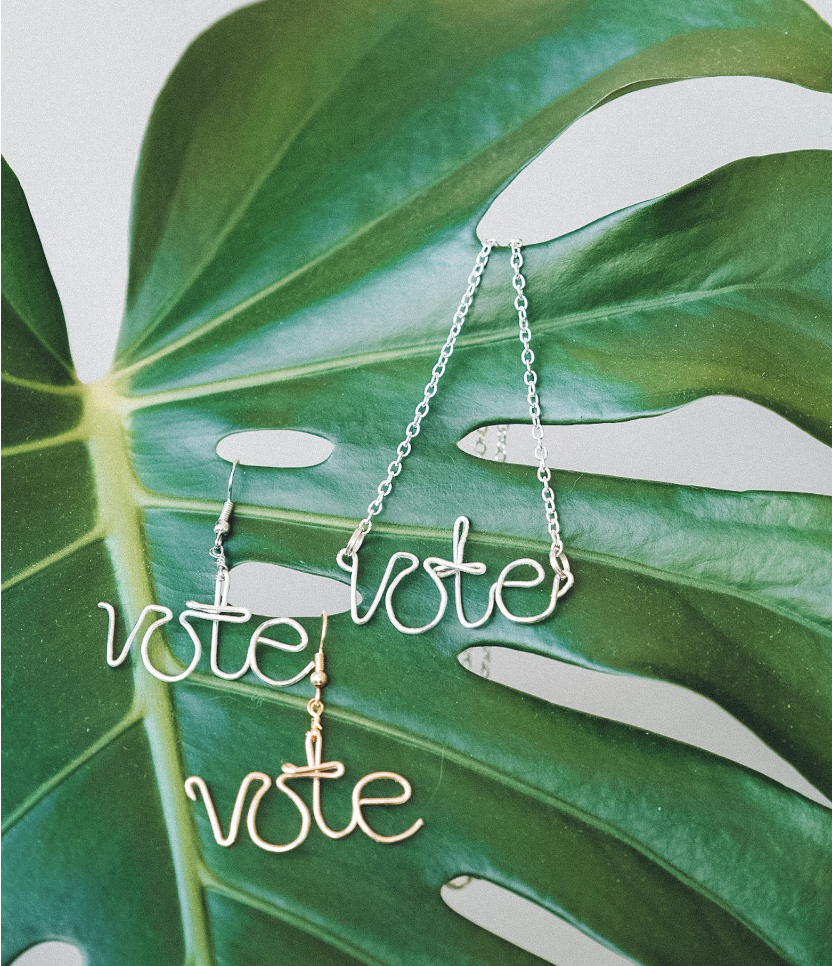 Silver Vote Wire Earrings