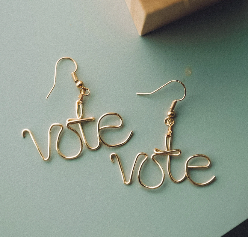 Gold Vote Wire Earrings