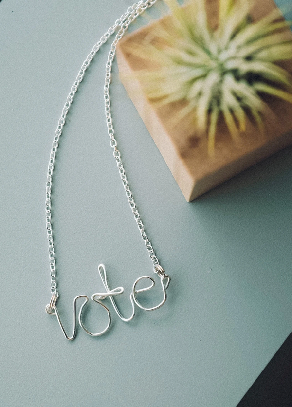 Silver Vote Wire Necklace